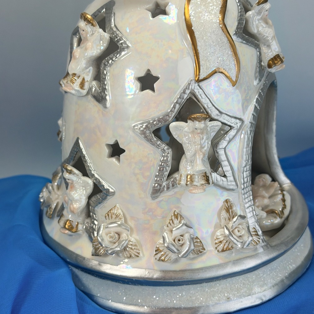 Cracker Barrel Vintage Pearlized Porcelain Christmas Nativity Bell - Picture 6 of 13